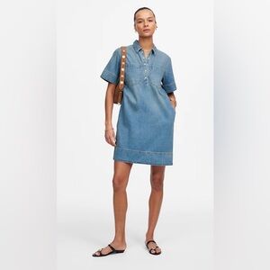 Madewell Denim Popover Shirt Mini Dress - Robertson wash